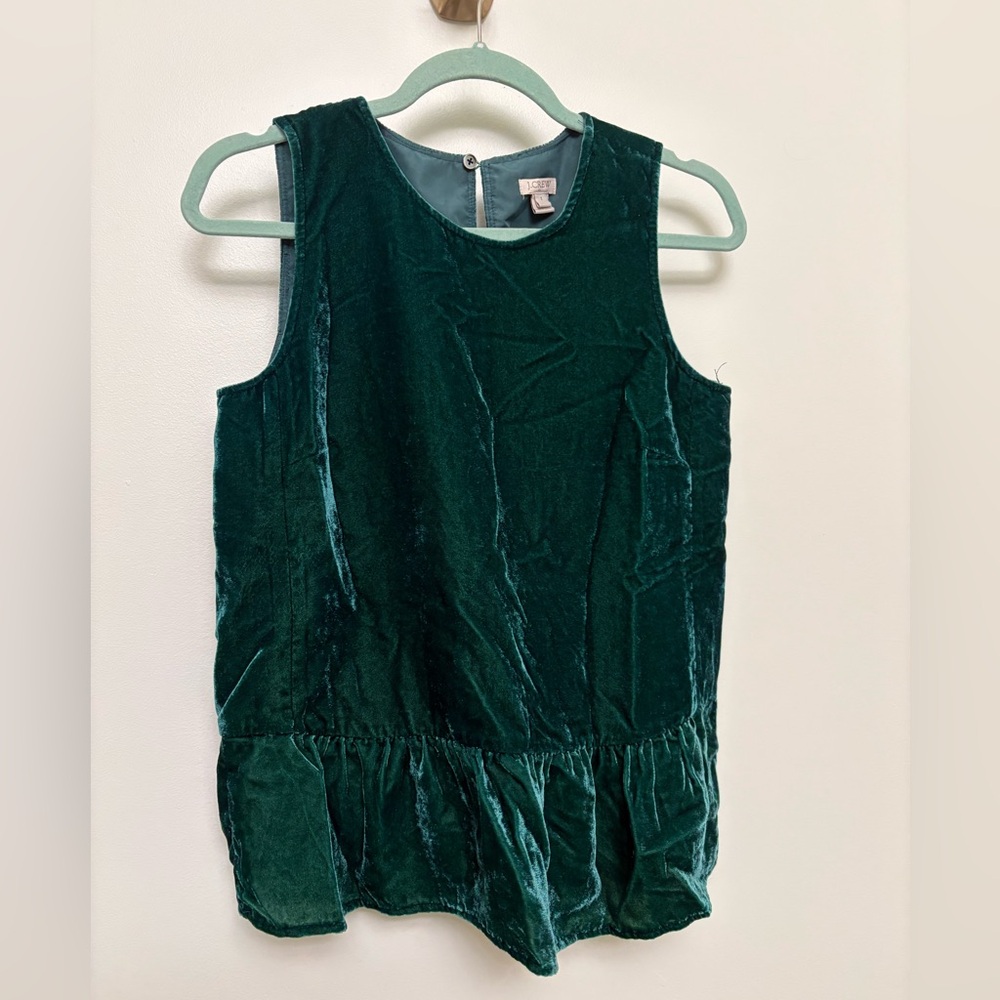 JCrew Elegant Green Velvet Sleeveless Top